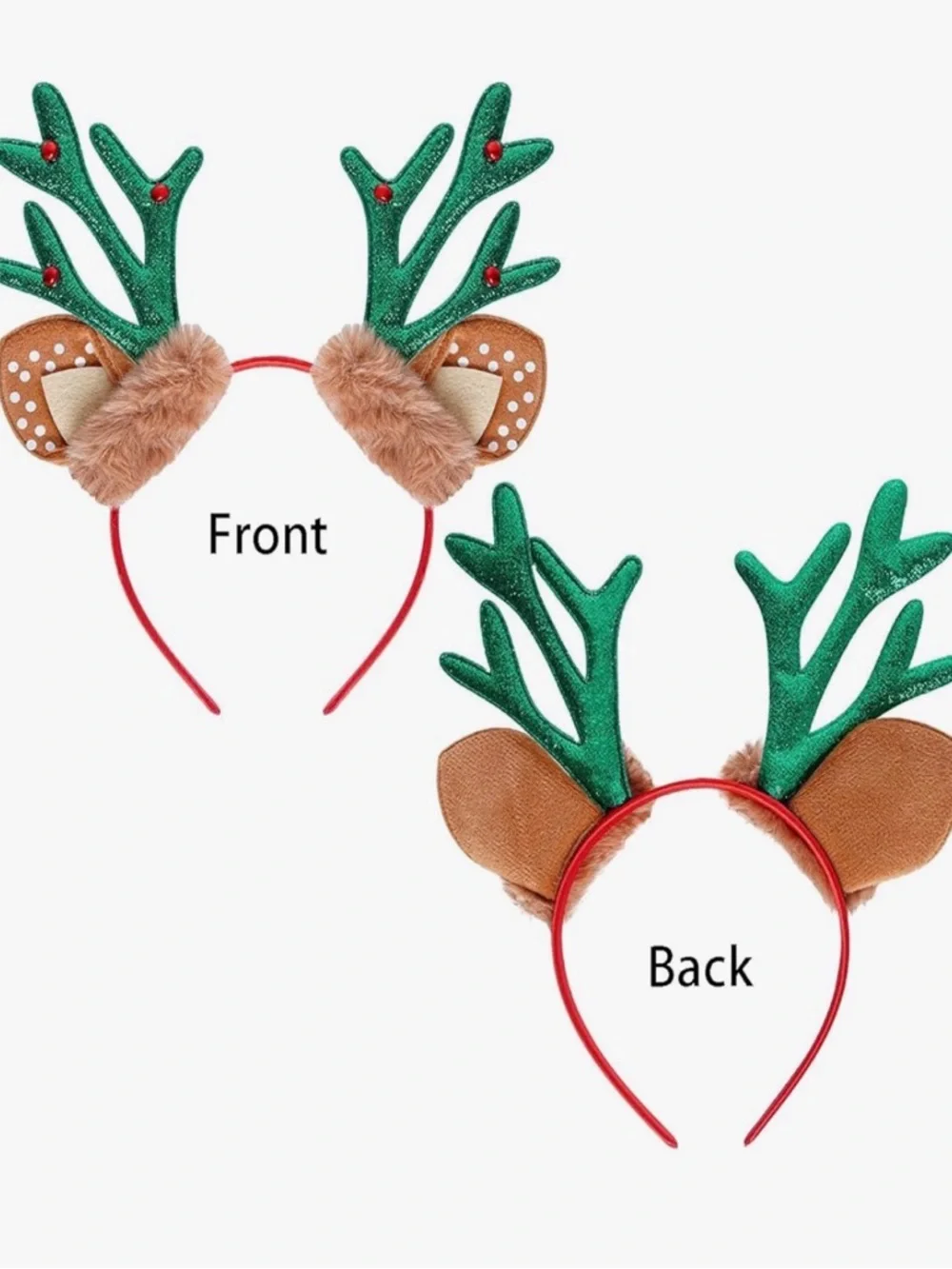 Festive Green Reindeer Antler Headband
